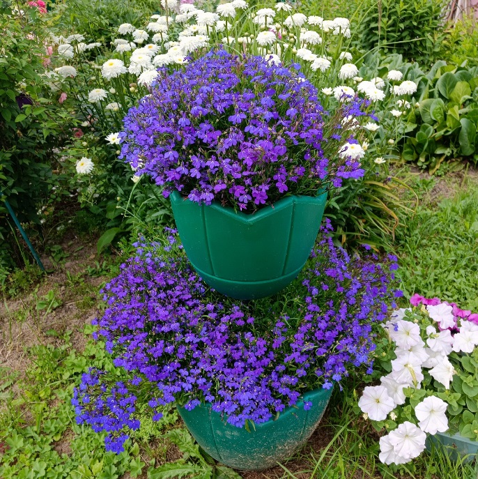 Садовый цветник колонна для патио с термо-чашами 400 и 300